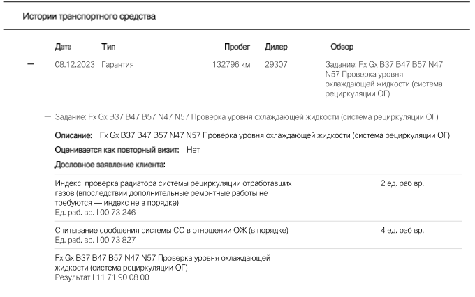 История обслуживания BMW